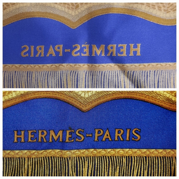 Vintage HERMÈS Poste Et Calvarie Silk Twill Scarf 90cm Blue/Gold/Multi - Picture 12 of 13